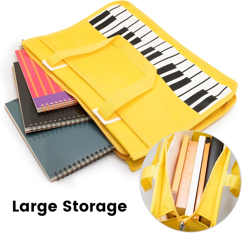BestSounds Piano Bag, Zipper Waterproof Oxford Cloth Music Piano Accessories Book Bag Tote for Students Kids, Girls, Women, Gifts for Music Lovers Musicians (Yellow) - Image 3